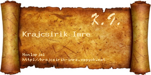 Krajcsirik Imre névjegykártya